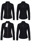 Chaqueta Deportiva Negra con Zipper Dorado Lululemon