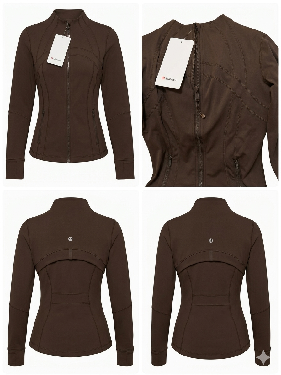 Chaqueta Deportiva Café con Zipper Lululemon